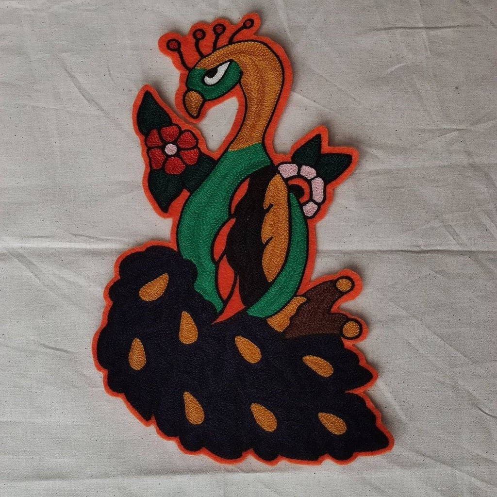 Patch paon sur branche brodé